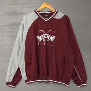 Vintage Mississippi State Bulldogs Windbreaker Pullover Maroon Grey 90s Medium